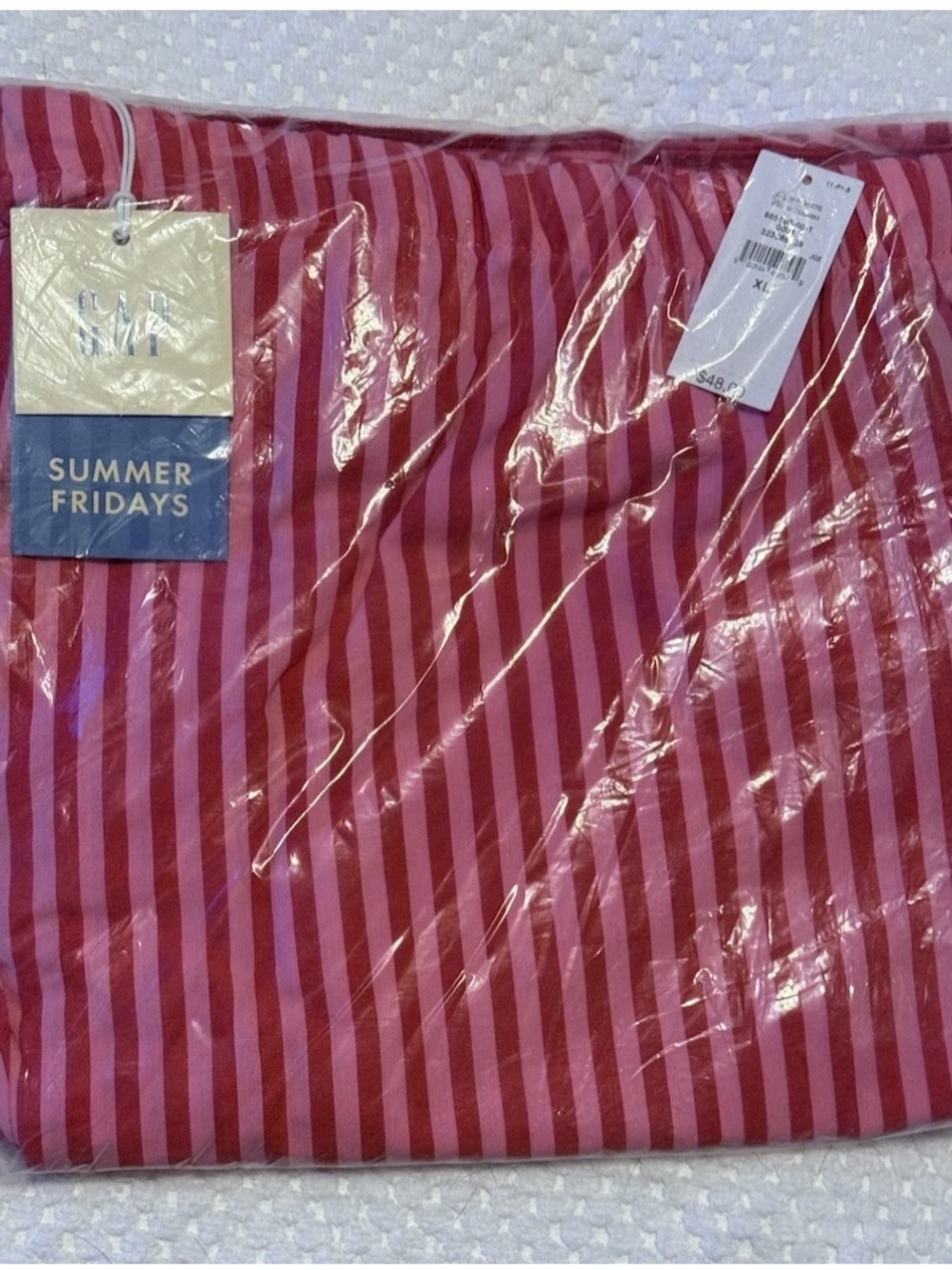 NEW Gap × Summer Fridays Relaxed Poplin Stripe PJ Pants Red + Pink Stripes XL - Picture 5 of 9